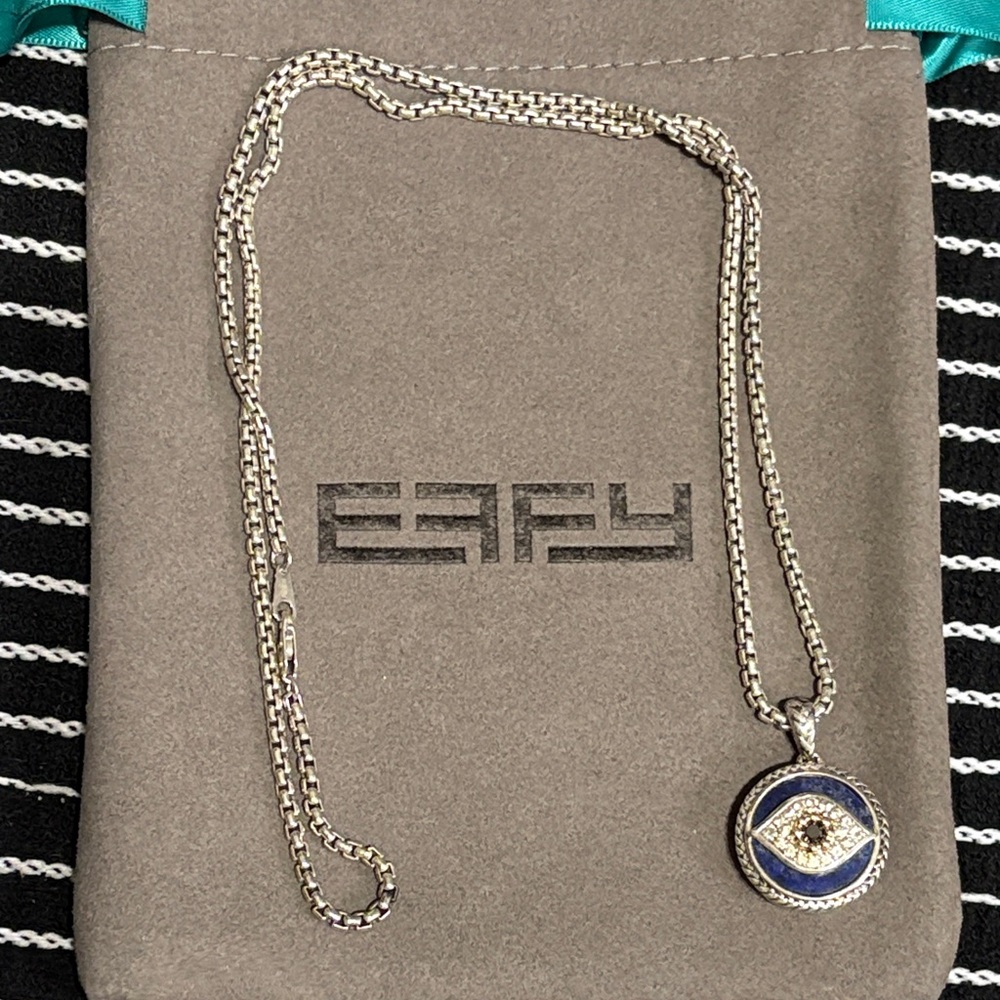 EFFY Silver and Blue Evil Eye Necklace